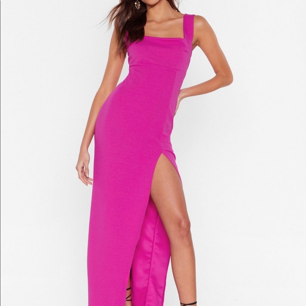 Nasty Gal Square With Me Maxi Dress Hot Pink